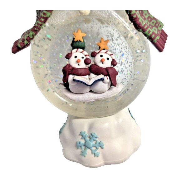 Snowman Water Globe Lighted Figurine Scarf Mittens Hat Snow Christmas Holiday - Picture 3 of 7